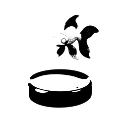 Realistic 3d golden goldfish icon with flowing fins