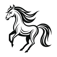 Elegant Black and White Horse Illustration A Symbol of Strength Grace and Freedom in a Modern Design