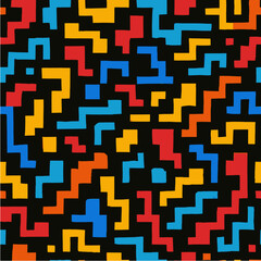 Retro Game Pixel Flow Seamless Pattern