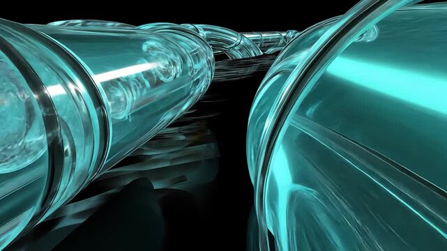 Abstract turquoise tubes interlinked