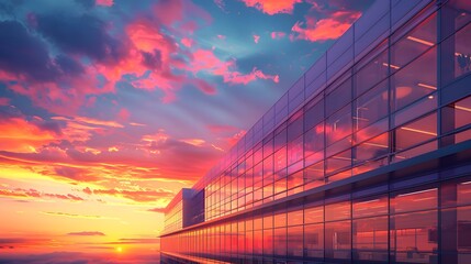 Vibrant Sunset Sky Reflected in Glass Building