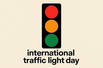 traffic light on beige background, international traffic light day