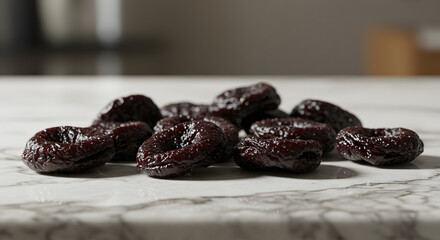 Organic Prunes on White Marble PNG