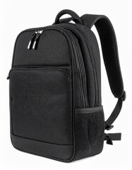 A stylish black backpack perfect for daily use, featuring multiple compartments for organization and comfort.