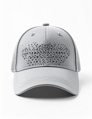 A stylish grey cap with a unique dotted design, perfect for casual outings and outdoor activities.