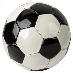 A classic black and white soccer ball is isolated on white background, ready for a competitive game or practice session
