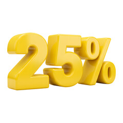 Shiny 3D 25% Discount Percentage Number Transparent Background Design