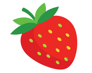 Obraz premium A ripe red strawberry with green leaves isolated on white background Ai Generated