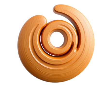 Wooden Spiral Sculpture with Central Hole, 3D Render