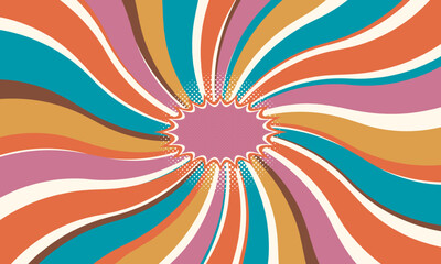 Spiral Groovy Rays Vintage Wallpaper – Retro Swirl Burst Background Design