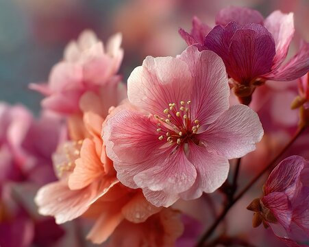 Closeup of pink flower petals creating a delicate background pattern - Powered by Adobe