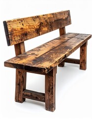 A rustic wooden bench made of reclaimed wood, perfect for outdoor spaces or as a unique addition to any home decor.