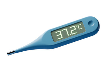 Digital Thermometer Showing 37 2 Degrees Celsius on Transparent Background