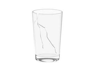 A cracked glass on a white background.