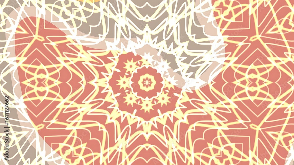 Poster desertcore antique charm abstract kaleidoscope pattern with geometric shapes and intricate lines in 