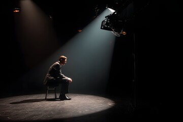 A lone actor’s monologue blooms like a vibrant flower under stage’s spotlight.