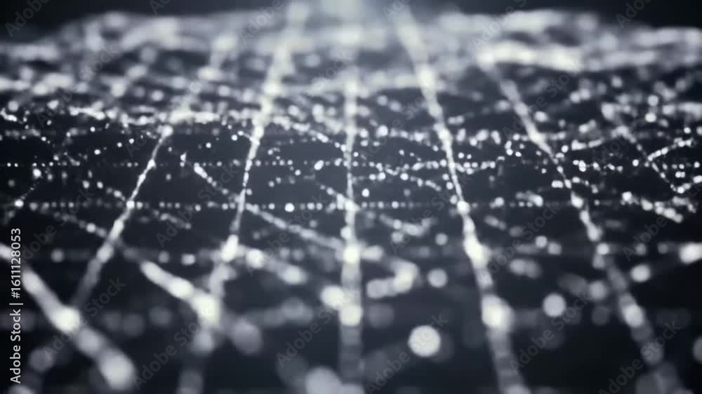 Aufkleber abstract grid of interconnected white dots and lines on a dark background, creating a futuristic, te