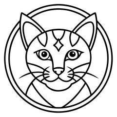 Elegant Cat Mandala Line Art Vector Design