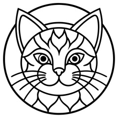 Elegant Cat Mandala Line Art Vector Design