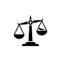 A black and white illustration of a balance scale with unequal weights shown