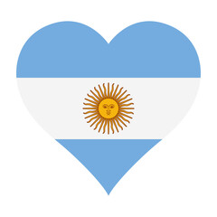 Argentina heart shaped flag icon digital vector illustration. National flag of Argentina. Love flag icon.