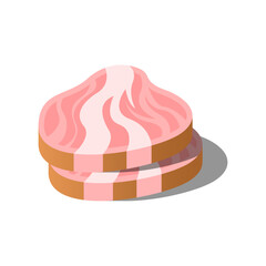 Abstract Isometric Food Meat Animal Steak Beef 3D Object Kitchen Design Element Vector Design