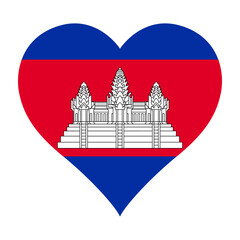 Cambodia heart shaped flag icon digital vector illustration. National flag of Cambodia. Love flag icon.