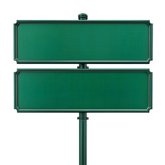 Double Green Street Sign with Decorative Trim on a Metal Pole.