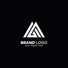 Modern Unique M and G Letter Monogram Logo with Black Background.