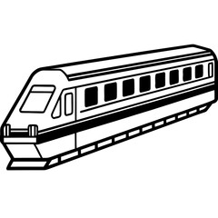 Minimalist Train Outline with Detailed Windows 