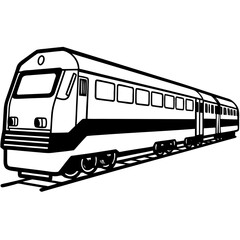 Minimalist Train Outline with Detailed Windows 