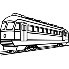 Minimalist Train Outline with Detailed Windows 