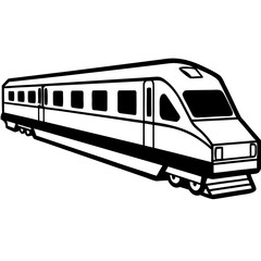 Minimalist Train Outline with Detailed Windows 