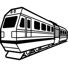 Minimalist Train Outline with Detailed Windows 