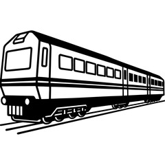 Minimalist Train Outline with Detailed Windows 