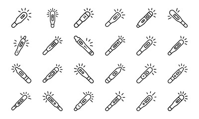 Medical Healthcare Line Art Icons Collection: Syringe, Stethoscope, Hospital Equipment, Organ, and Doctor Symbols with Outline Style and Subtle Glow