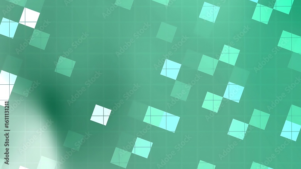 Poster desertcore aqua mint blend abstract geometric background with squares and grid pattern in shades of 
