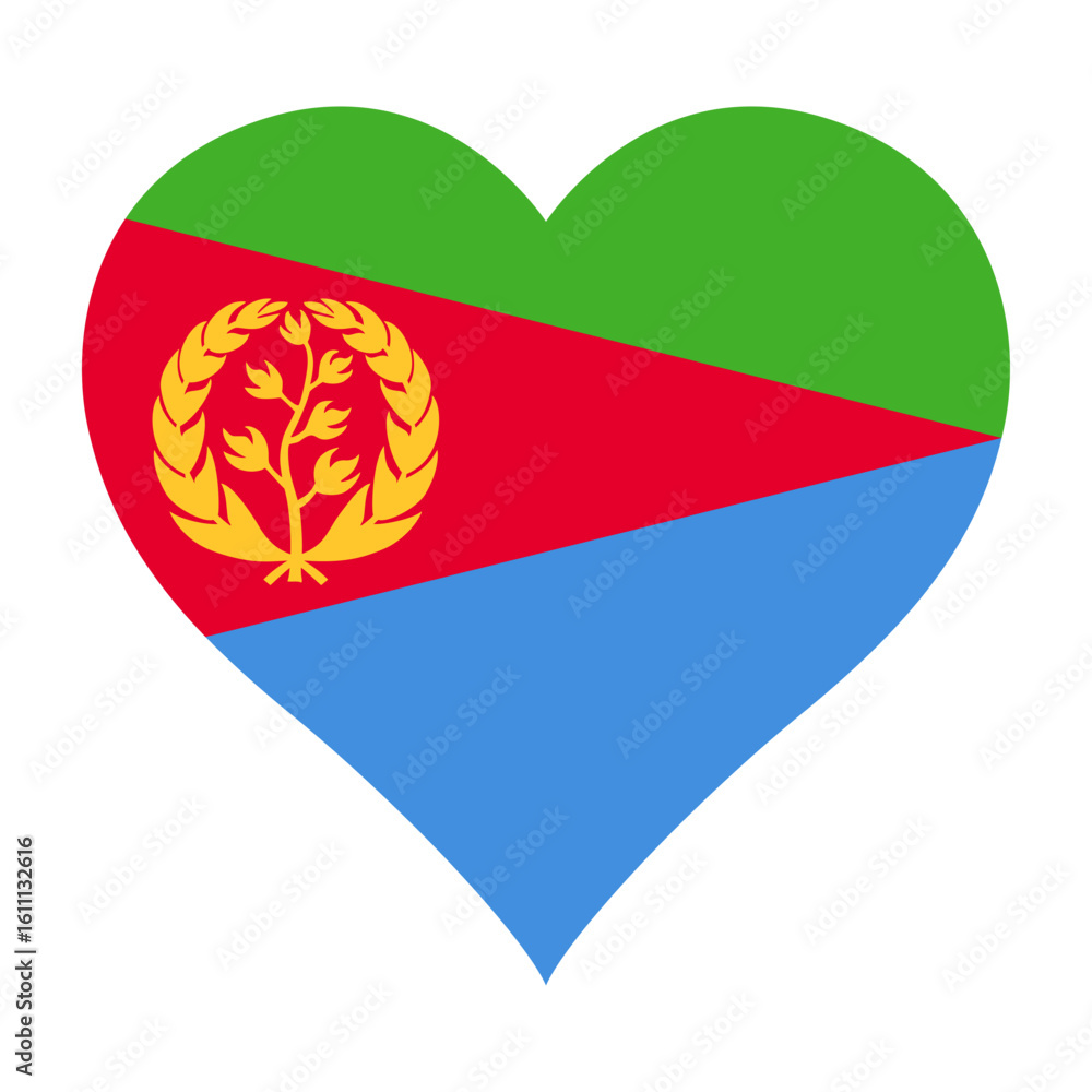 Poster eritrea heart shaped flag icon digital vector illustration. national flag of eritrea. love flag icon