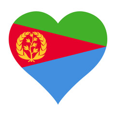 Eritrea heart shaped flag icon digital vector illustration. National flag of Eritrea. Love flag icon.