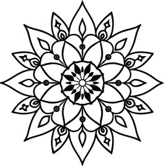 Black and white floral vector illustration with elegant flower and leaf design elements, outline, natural, decor, soft, lovely, garden, artwork