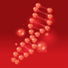 red realistic illustration of genetic DNA bubbles