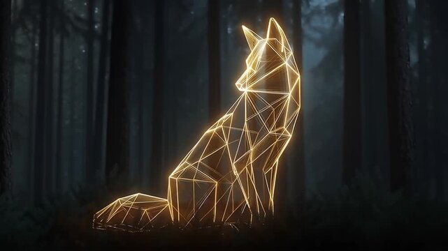 Golden Fox in a Mystical Forest - Low Poly Art