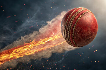 Cricket ball on fire