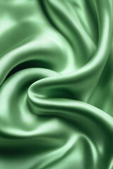 Obraz premium Smooth green satin fabric with a glossy finish, displaying elegant folds and curves. Ideal for fashion or interior design concepts.