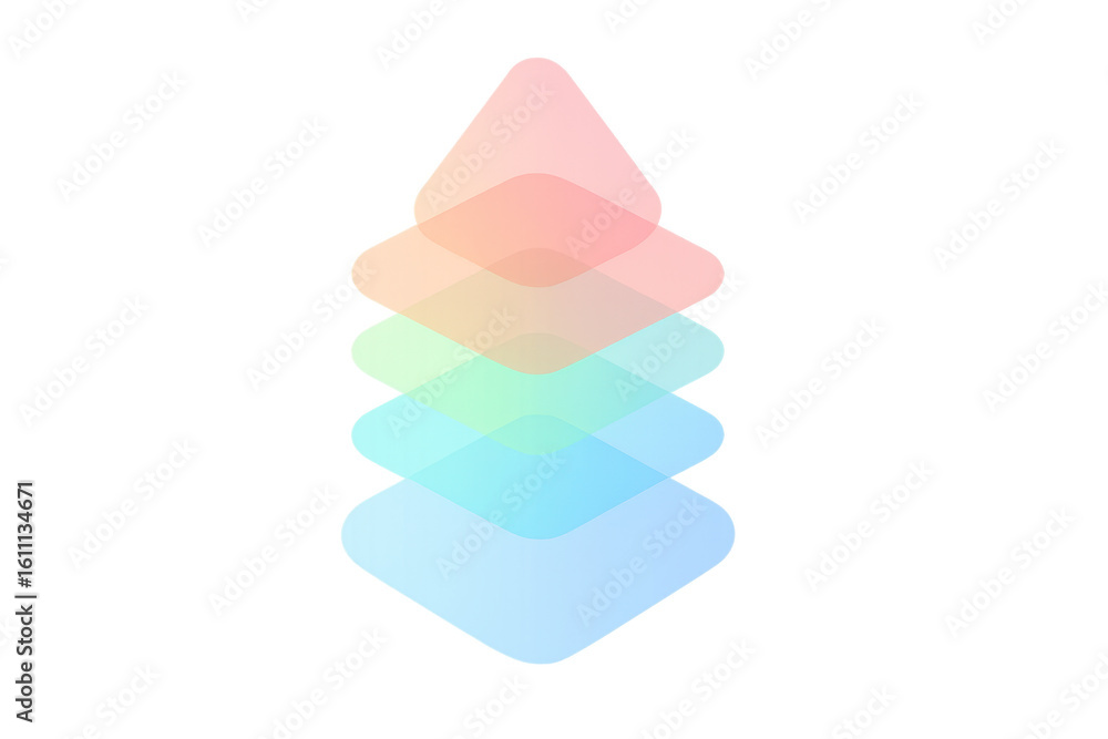 Aufkleber geometric pastel rhombus shapes layering vertically, generating soft gradient visual on transparent 