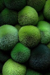 A close-up view of various green textured spheres. The spheres vary in size and shade, creating a vibrant and lush appearance. Ideal for nature or abstract themes.