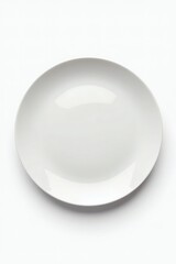 An exquisitely detailed, isolated fine bone china plate, emphasizing its smooth glazed surface and subtle reflections that dance across its curvature.