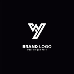 Creative W and Y Letter Monogram Logo with Black Background.
