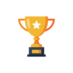 Bright Golden Award Trophy Icon Symbol of Success Competition and Championship Victory Illustration