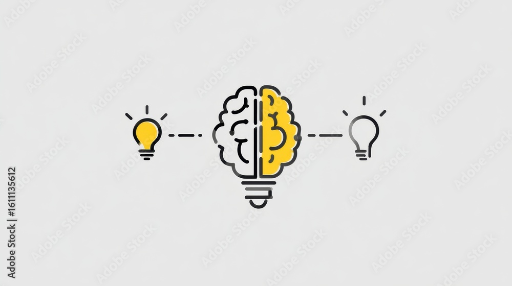 Aufkleber brain transformation to lightbulb symbolizing creativity and innovation in a clear visual representa